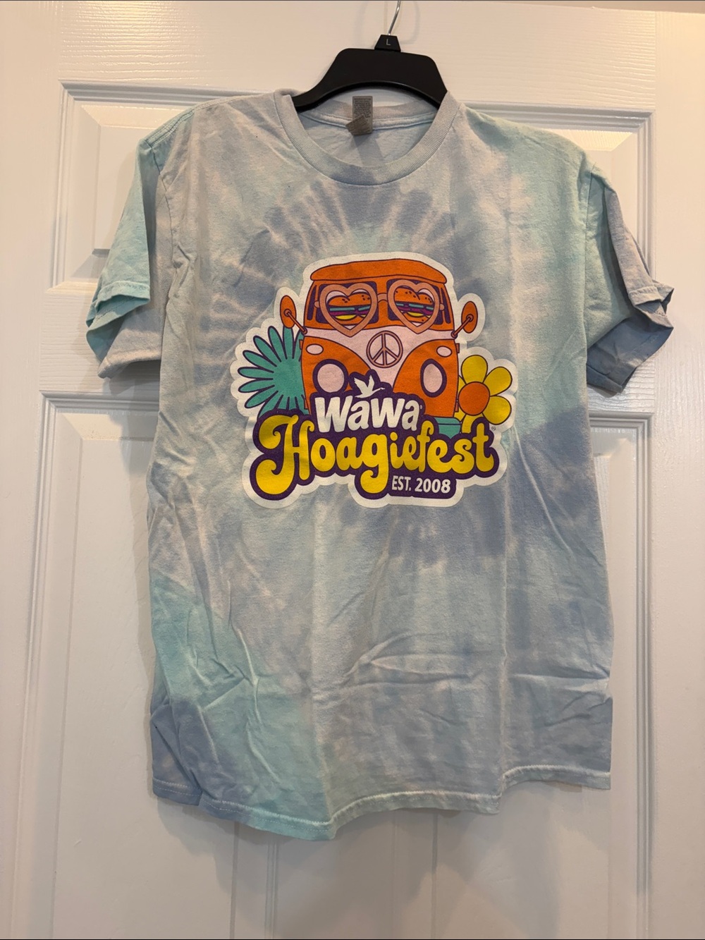 Gildan Light Blue Tie-Dye Wawa Hoagiefest Graphic Tee